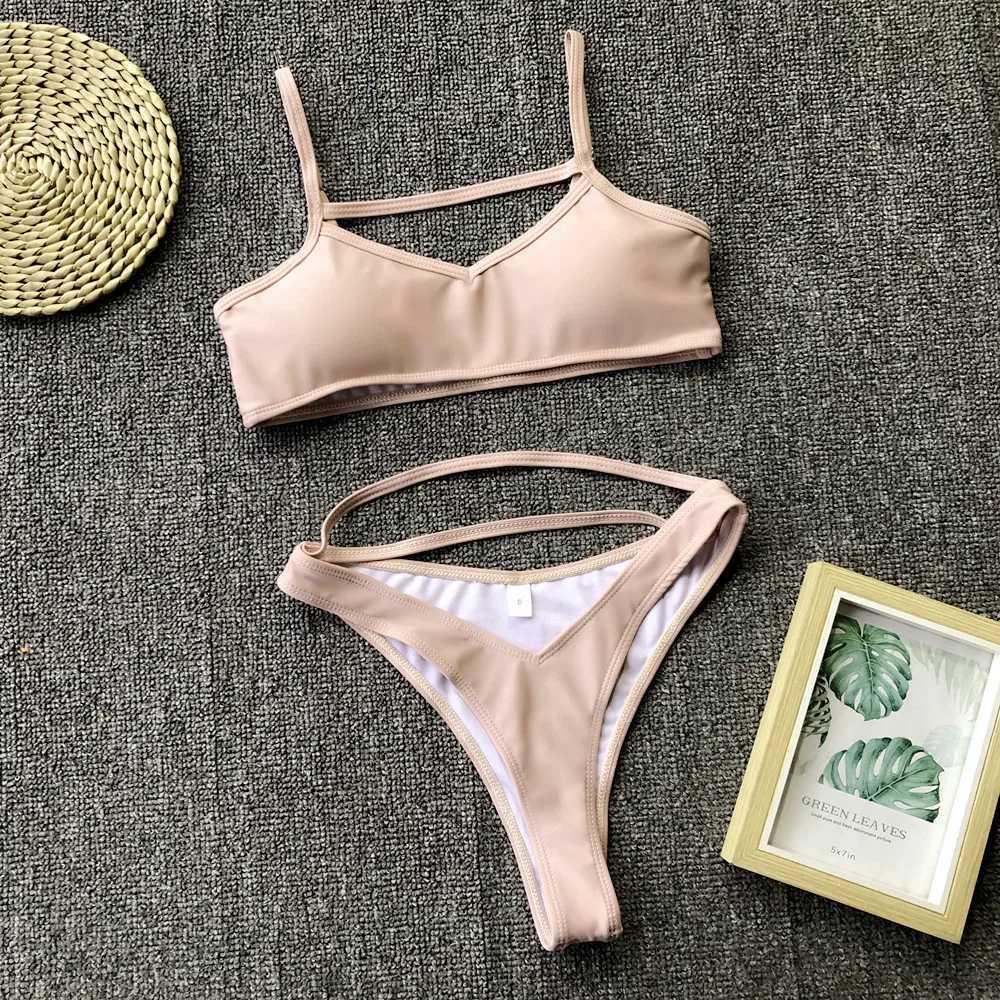 4 Colors Sexy Bikini Women Swimwear Swimsuit Hollow High Waist Solid Leopard Bikinis Set Bathing Suit Bikini Fe Push Up 2024XJ250120