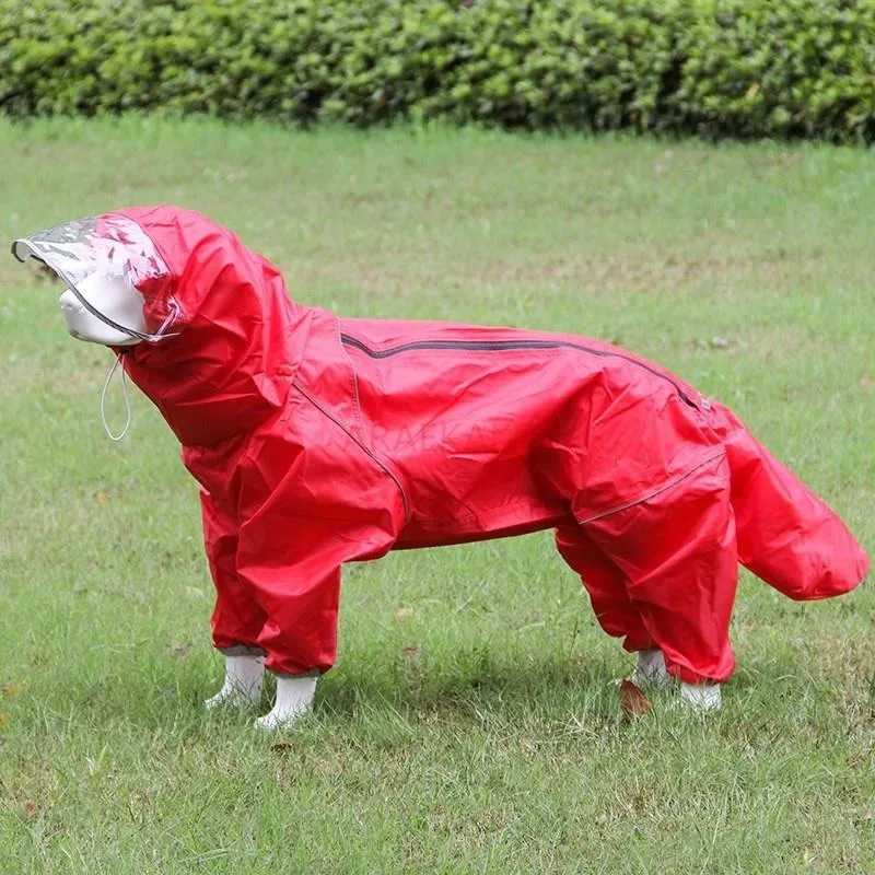 Pet dog big dog medium to large dog golden haired Samoyed Alaska all inclusive raincoat hooded bag tail rain gearXJ250121