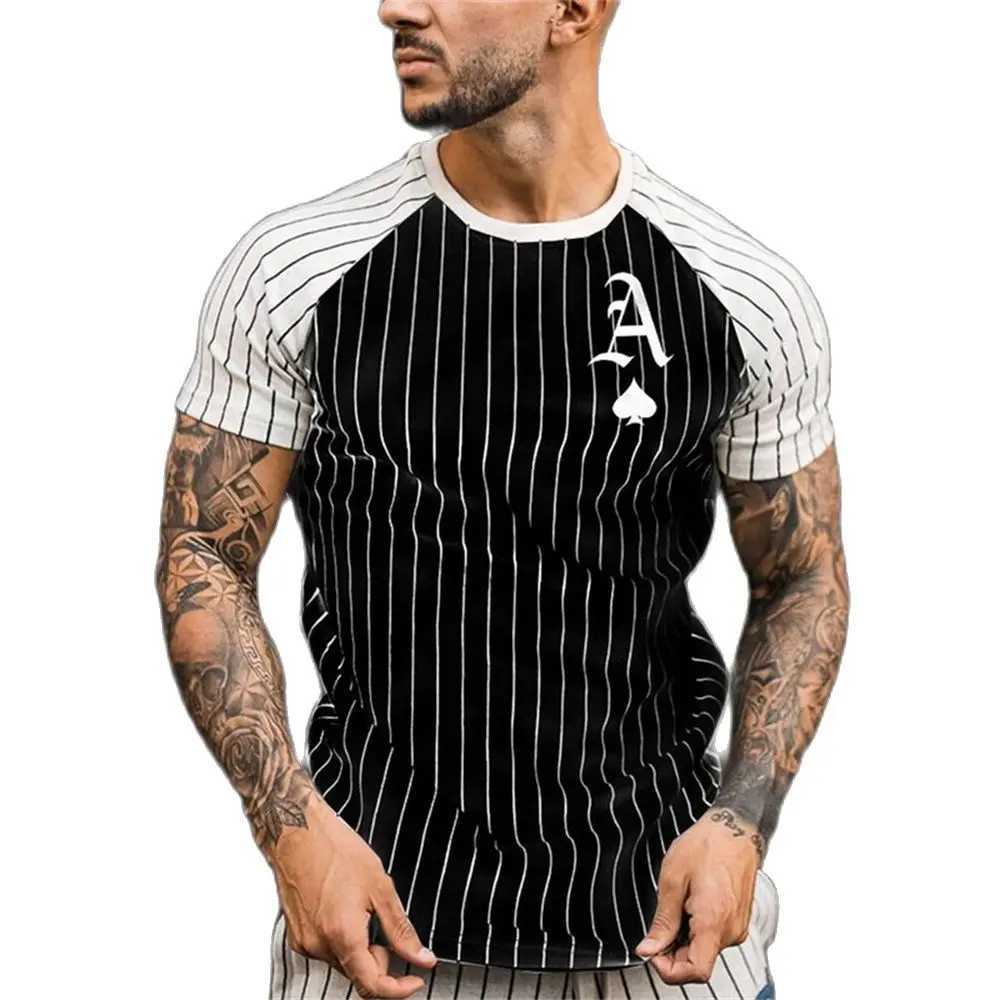 Mens Street T-shirt Vintage Tee Summer Male 3d Stripe Print Short Sleeve Tops Everyday T Shirt Oversized Clothing Shirt Man HotXJ250117