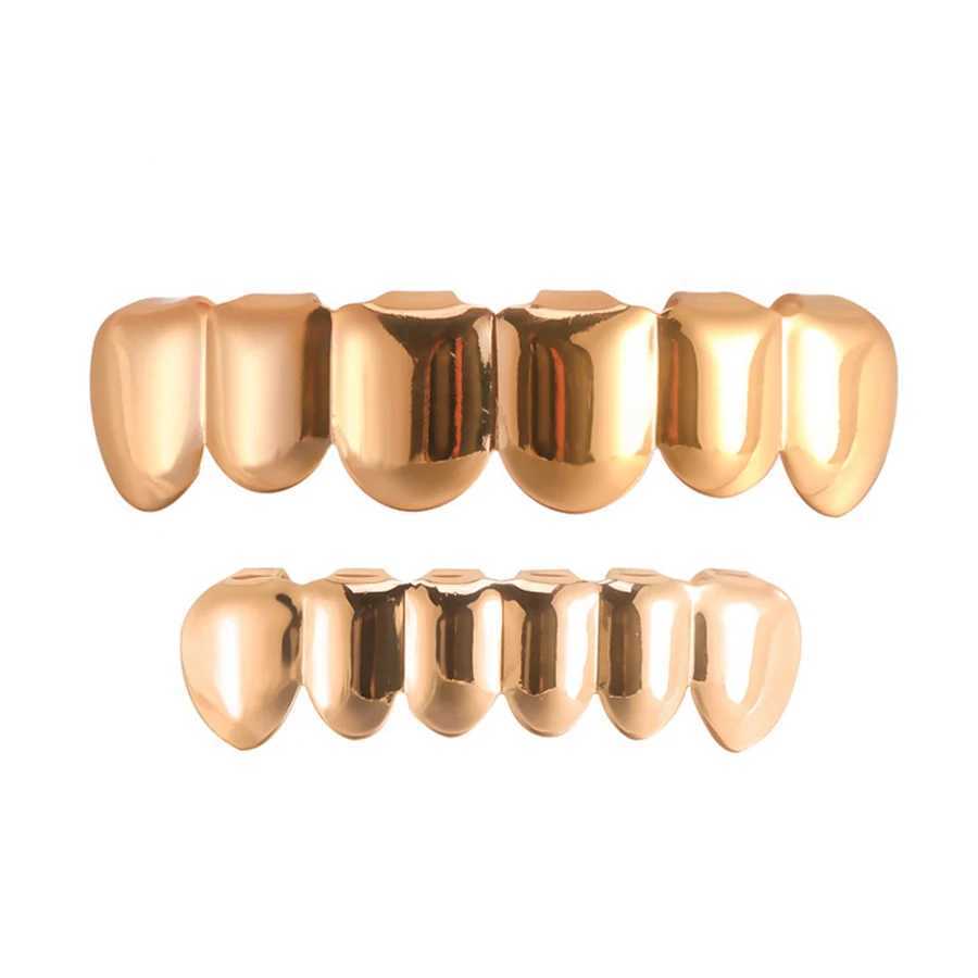 Gold Color Grillz Set Hip Hop 6/6 Top Bottom Grills Dental Mouth Punk Teeth Caps Cosplay Party Tooth Rapper HalloweenXJ250114