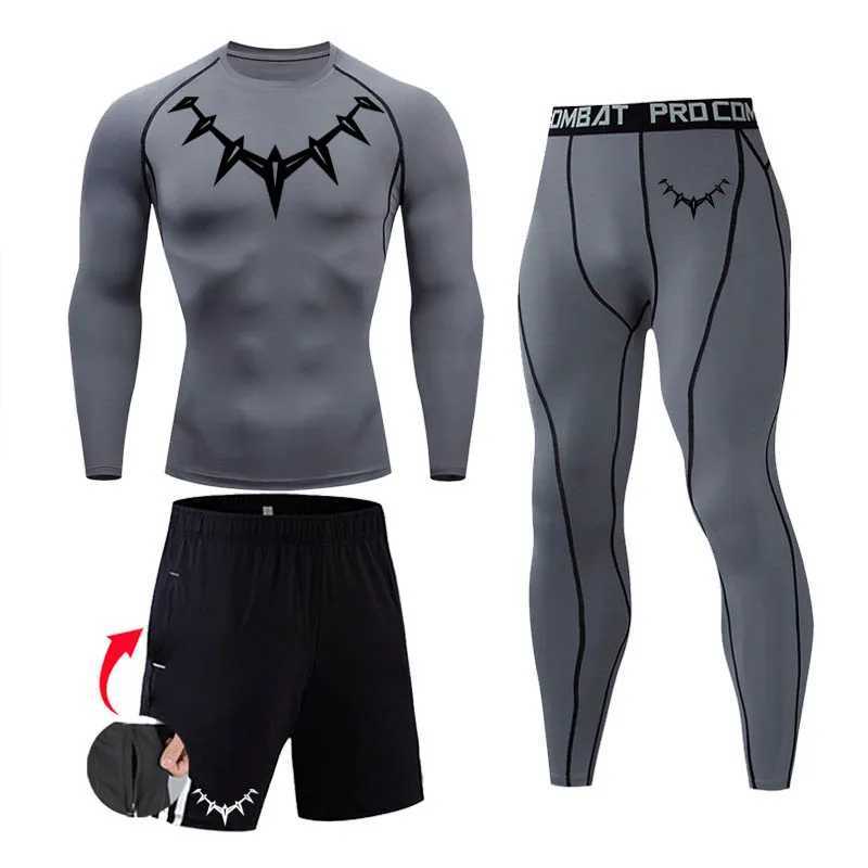 Compression Sportswear Mens Long Sleeve Shirt Fitness Leggings Sports Sun Protection Base Layer Quick Drying Gym Running Suit X250129