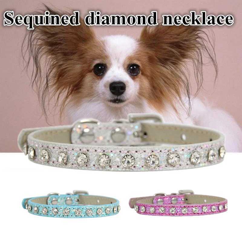 Cute Bling Rhinestone Dog Collar Crystal Diamond Cat Collar Kitten Puppy Collars for Small Medium Pets X250129