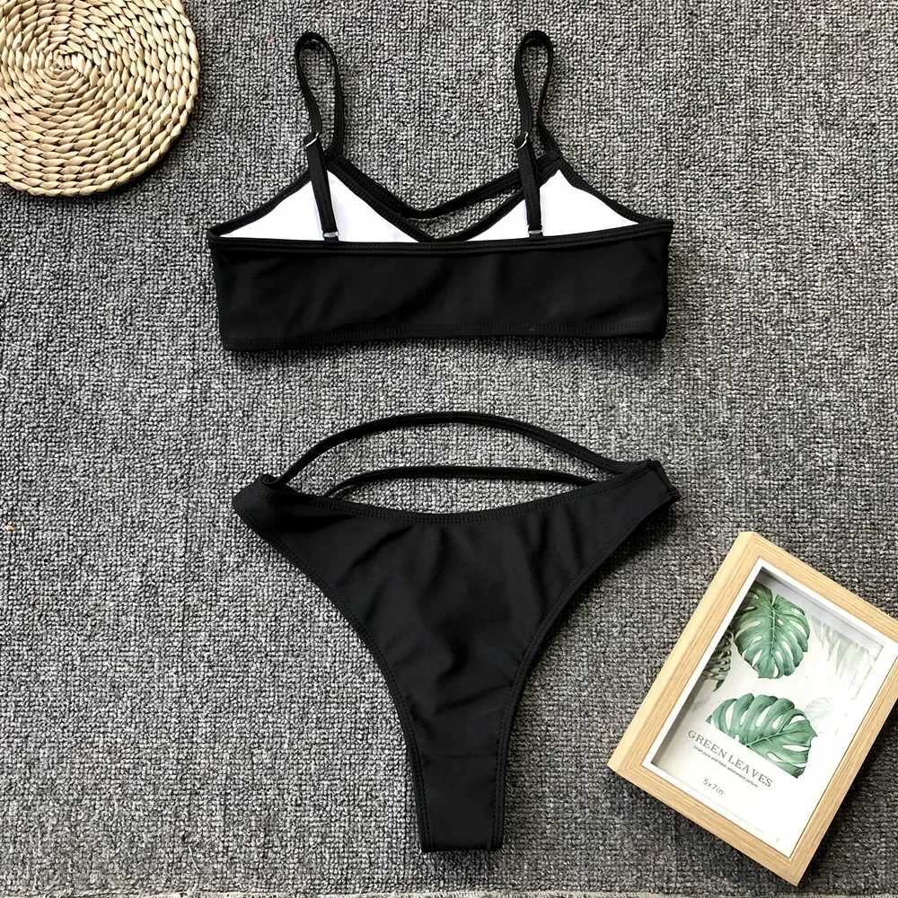 4 Colors Sexy Bikini Women Swimwear Swimsuit Hollow High Waist Solid Leopard Bikinis Set Bathing Suit Bikini Fe Push Up 2024XJ250120