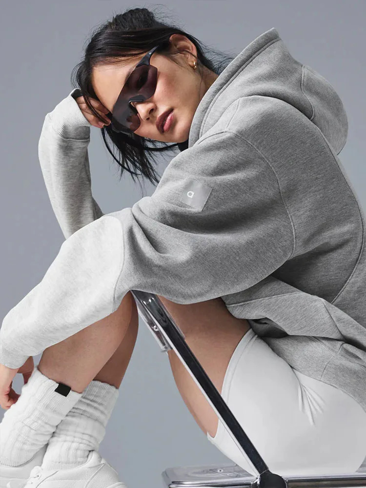 Make Waves Athletic Heather Grey Tonal Hoodie Womens Autumn Hoodiepants Twece Set Fashionable Casual Jogging Sports