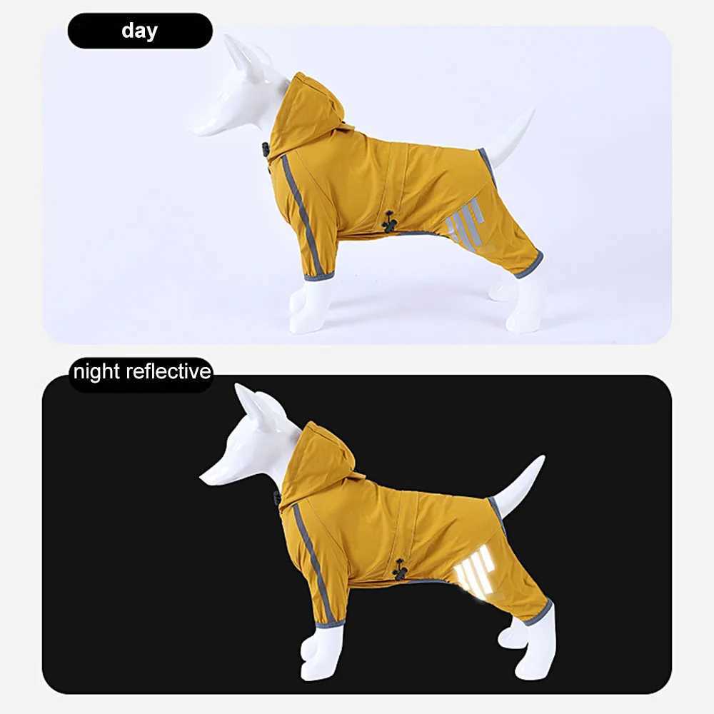 Dog Raincoat Waterproof Dog Rain Jacket with Hood Reflective Dog Rain Coat with Leash Hole Lightweight Waterproof Puppy ClothesXJ250121