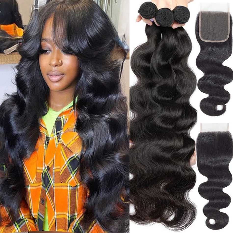 100% Malaysian Body Wave Bundles with Clo Natural Human Hair Extensions Wholesale Wave Hair Human Lace Hd Lace Clo 4x4XJ250120