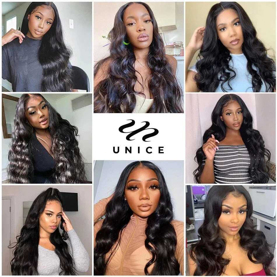 Unice Hair Body Wave Human Hair Bundles With Clo Natural Color 100% Human Hair 3/4 PCS Bundles With 4x4 Inch Lace CloXJ250120