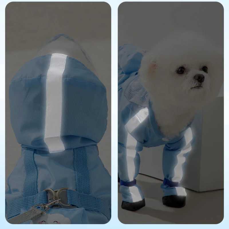 Pet Dog Blue Rainwear Raincoat Pet Hooded Waterproof Jacket Clothes Soft Small Dogs Raincoat Puppy Rain PonchoXJ250121