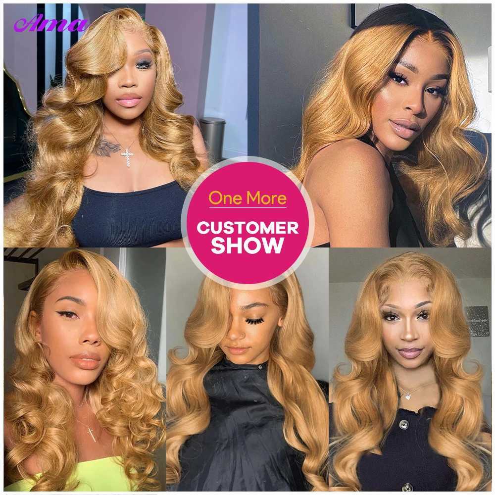 #27 Honey Blonde Bundles With Clo 5x5 4x4 Inch Body Wave Bundles With Clo 100% Human Hair Bundles with Clo Free PartXJ250120