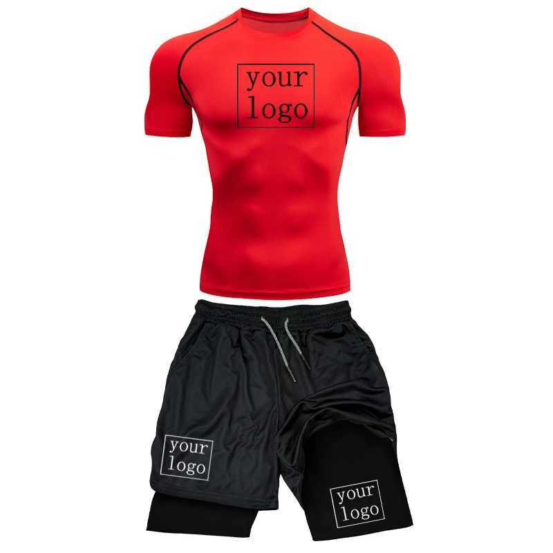 Customized Printed Mens Compression Set Your OWN Gym Top+Workout Shorts Quick Drying Breathble Athletics Rash Guard Suit X250129