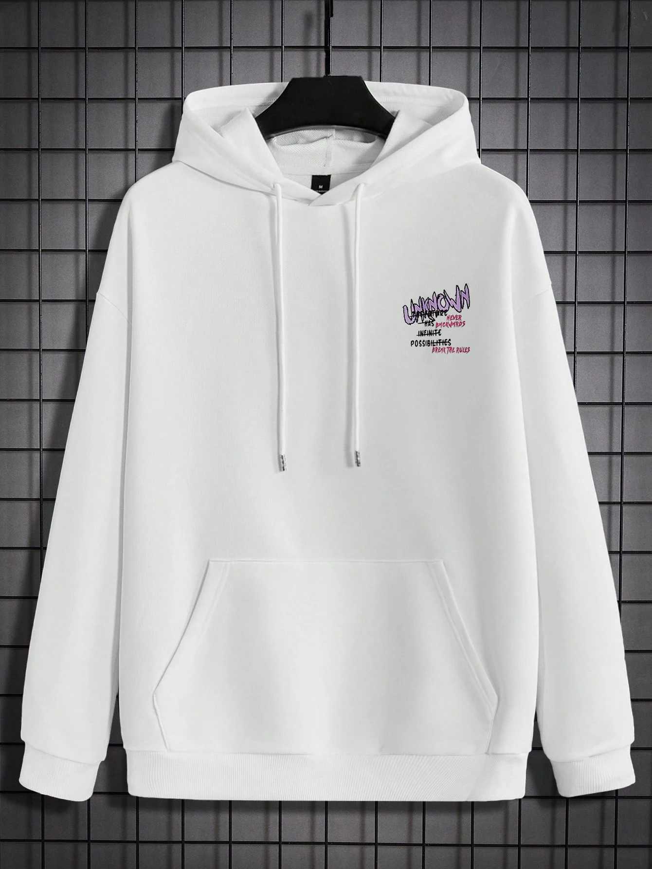 Be Yourself Unknown Colorful Word Printing Hoody Men Pocket Casual Hoodie Autumn Fur-liner Pullover Comfortable Sport ClothingXJ2500118