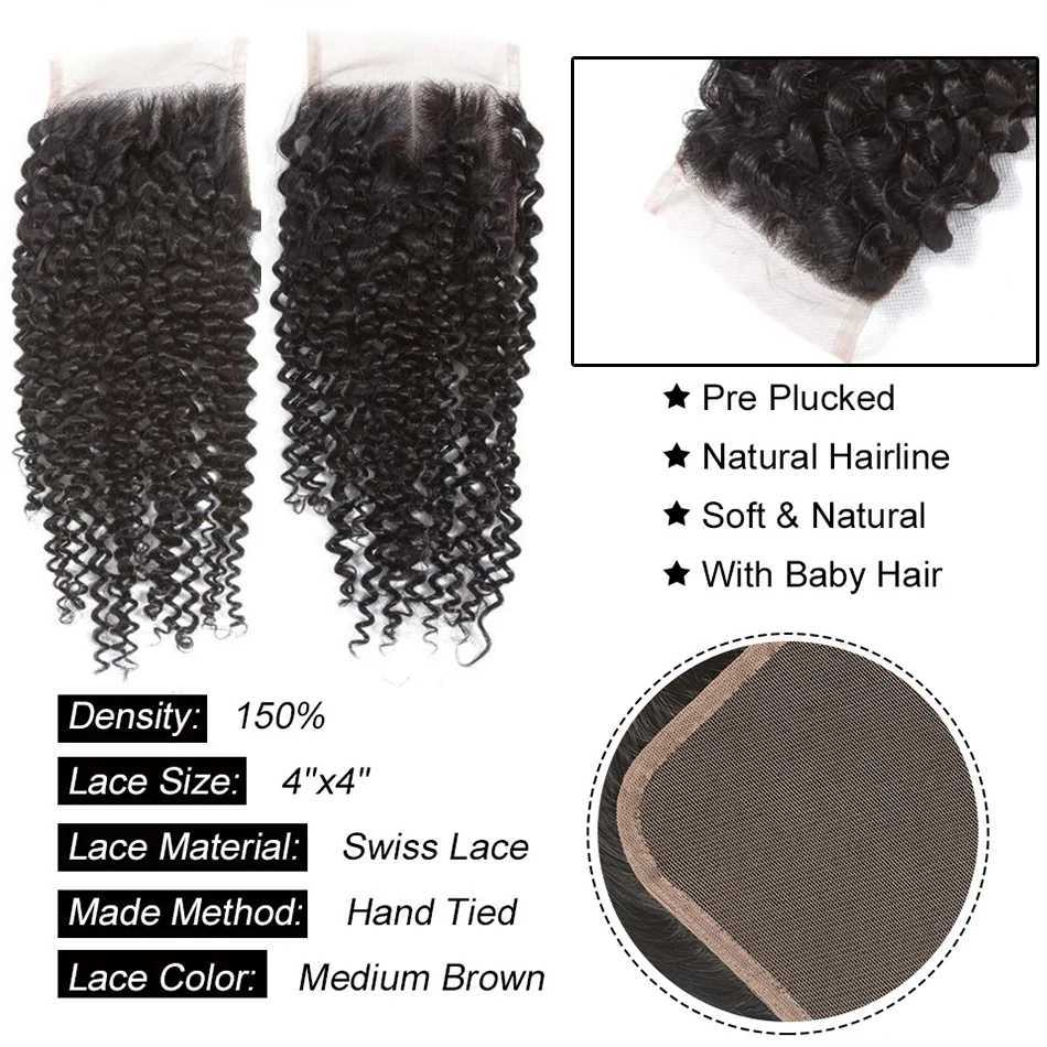 Indian Kinky Curly Bundles With Clo 13x4 Lace Frontal With Bundles Human Hair Bundles With Frontal Clo Virgin HairXJ250120