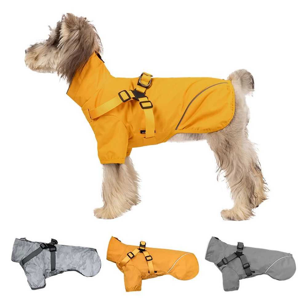 Waterproof Dog Rain Jacket with Harness Safety Reflective Dog Raincoat for Small Dogs Pet Outdoor Jackets for Jungle CampingXJ250121
