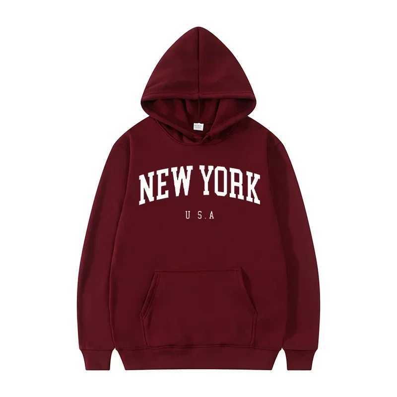 Men Women New York U.S.A City Hoodies Fashion Letter Printed Graphic Sweatshirts Loose Casual Harajuku Hooded Pullover Sportwear X250129