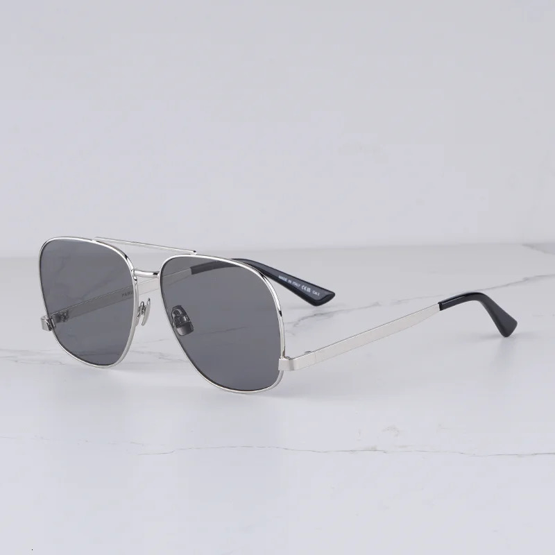 Arrive Womens High Street Sliver Pilot Sunglasses INS Fashion Double Bridge Sunnies Female Classic Alloy Solar Glasses 250117