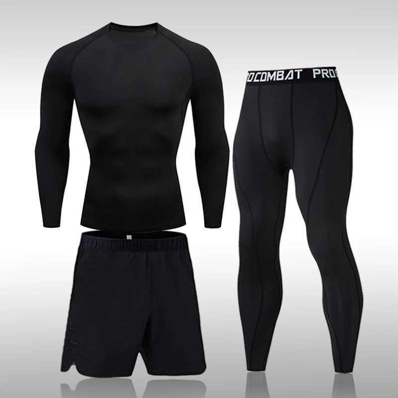 Mens 3-Piece Sportswear Sports Suit Running Gym Training Of Mens Quick-Drying Compression Clothing Tracksuit Men X250129