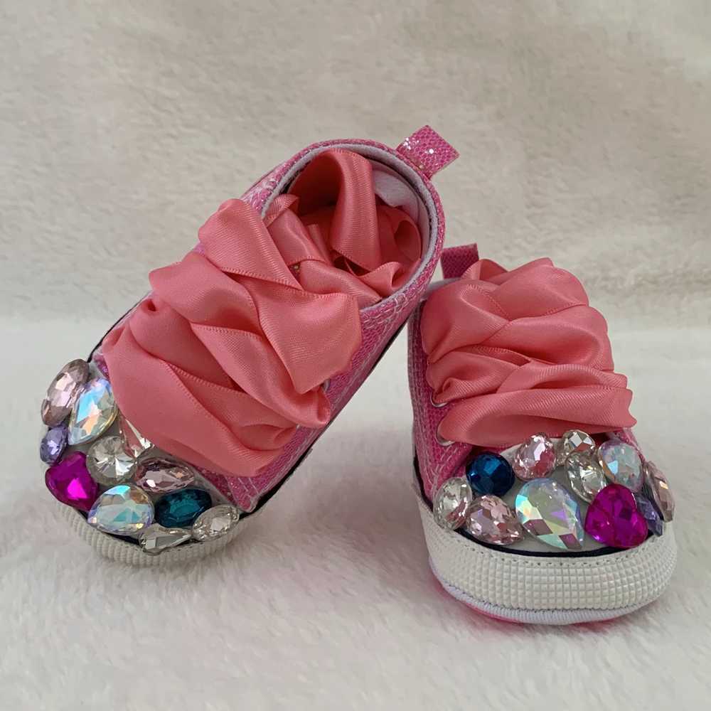 Nursery Canvas Sneakers Newborn Baby Boy Rhinestone Espadrilles Personalized Name Date Infant Toddler Crib Shoes X250129