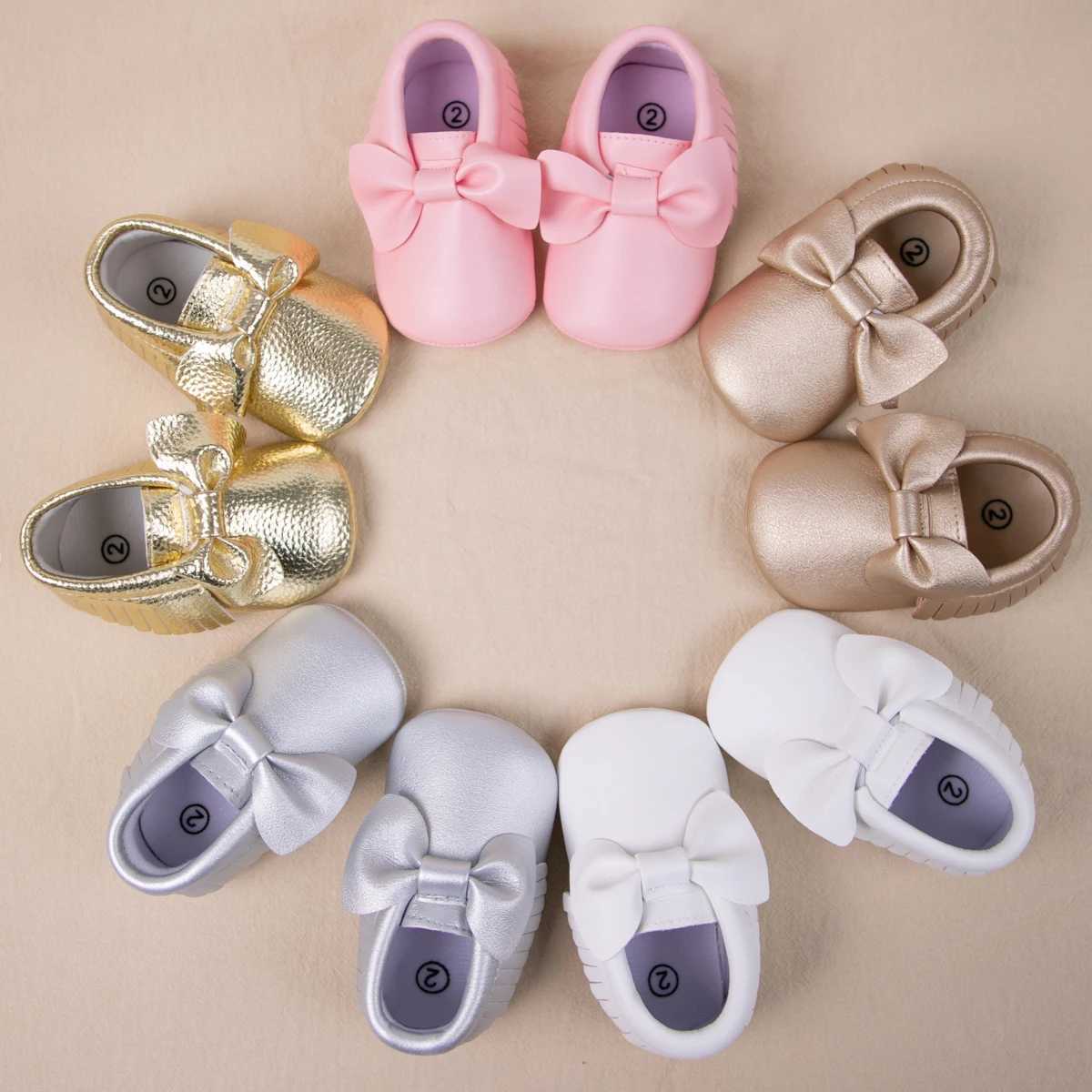 Newborn Baby Girls Fashion Bowknot First Walkers Shoes Anti-Slip Rubber Sole Toddler Crib Shoe X250129
