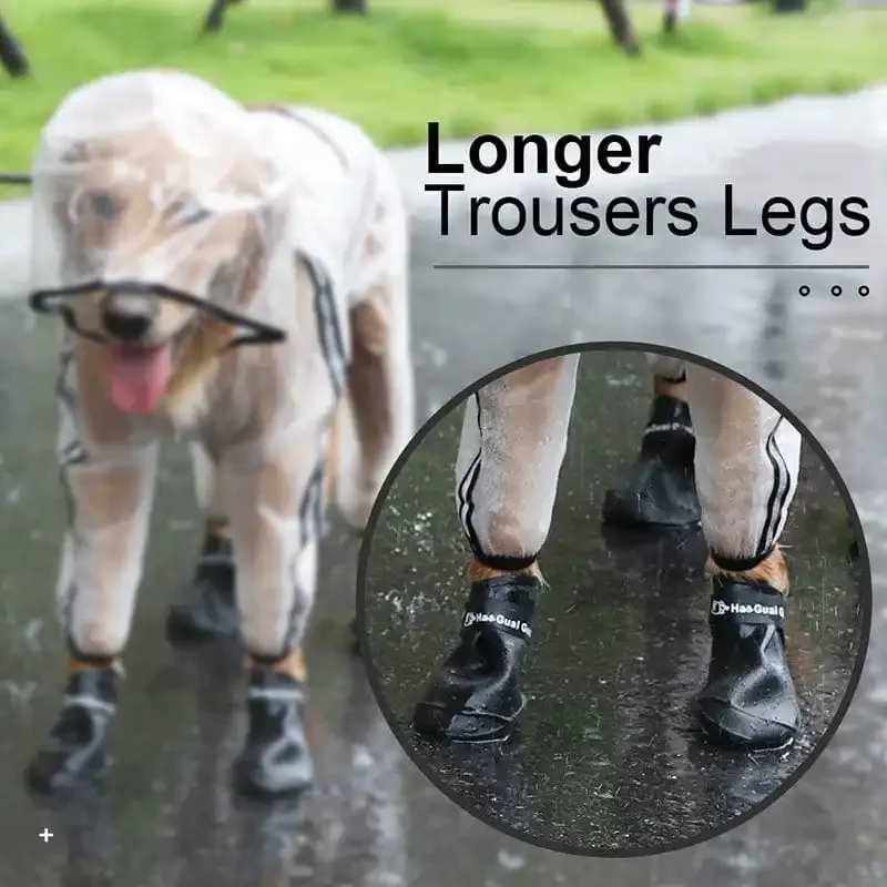 JBTP New Dog Raincoat Dog Hooded Slicker Poncho 4 Legs Dog Rain Jacket Reflective Stripe Transparent Water Resistant RaincoatXJ250121
