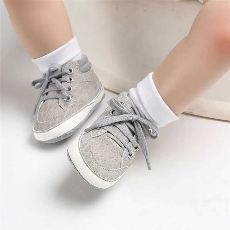 Newborn Baby Boy Girl Soft Sole Crib Shoes Solid Causal Frenulum Anti-slip Sneakers Prewalker Shoes X250129