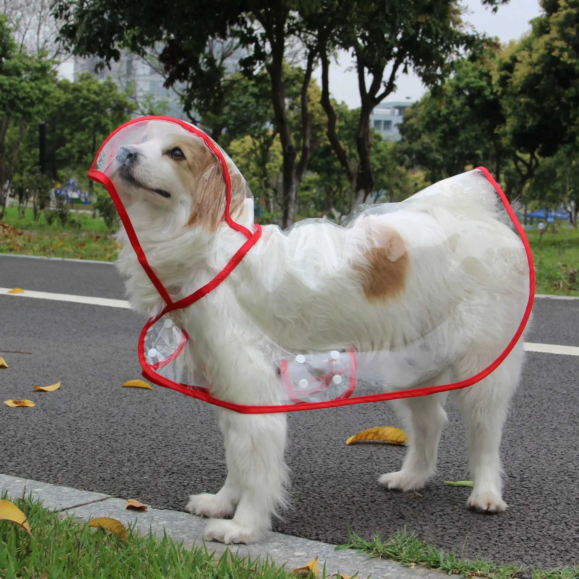 Xs-8XL Pet Dog Puppy Clothes Waterproof Transparent Rainwear Fashion Color Edge Snap Design Rain Coat for Large Dogs CostumesXJ250121