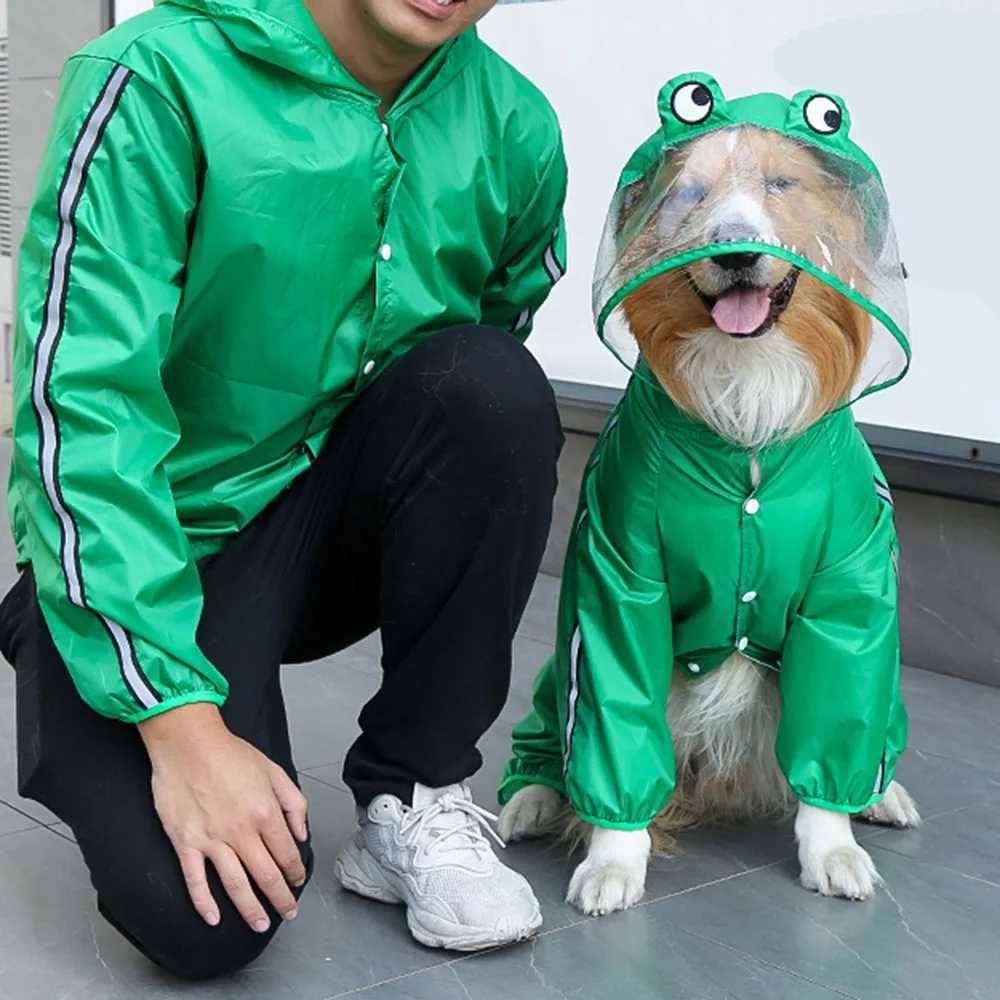 Frog Dinosaur Shape Dog Raincoat Costume for Medium and Large Dogs Waterproof Pet Jumpsuit Clothes Dog Rain Jacket for LabradorXJ250121