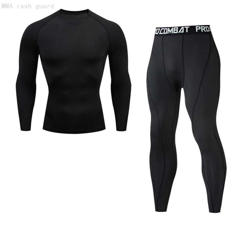 Mens Sports Tights Thermal underwear Second skin Gym Running Track suit 2 pc set Compression Sportswear male Workout clothing X250129