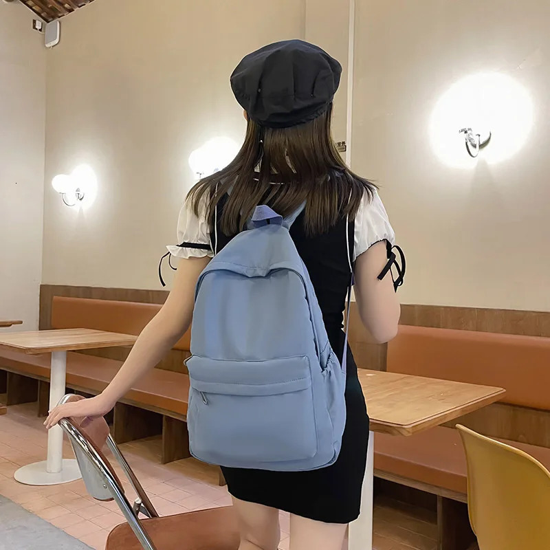 Women Schoolbag Waterproof Large Capacity School Backpack Smooth Zipper Solid Teens Girl Casual Daypack Bag Student Supply 250121