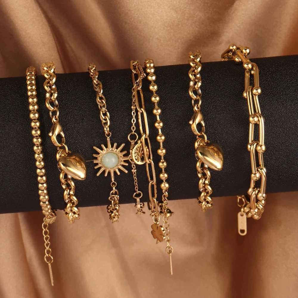 18k Gold Plated Stainless Steel Pendant Bracelet Wen Fashion 316L Bracelets Layer Chain Charm Bracelets Jewelry Gifts X250129