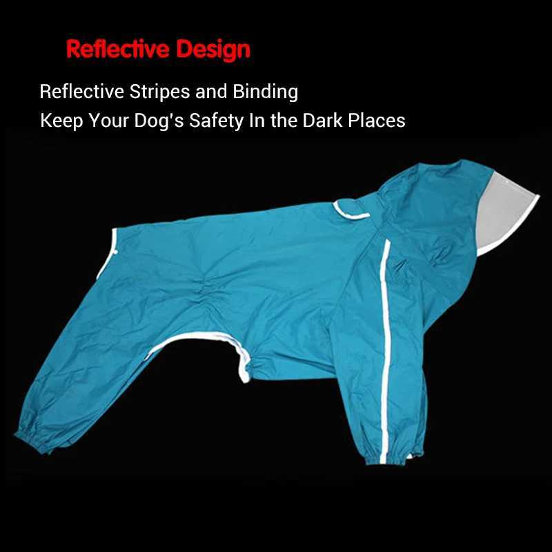 Dog Raincoat for Large Dogs Fully-Covered Hooded Waterproof Dog Rain Jacket with Removable Tail Cover Pet Clothes Husky SamoyedXJ250121