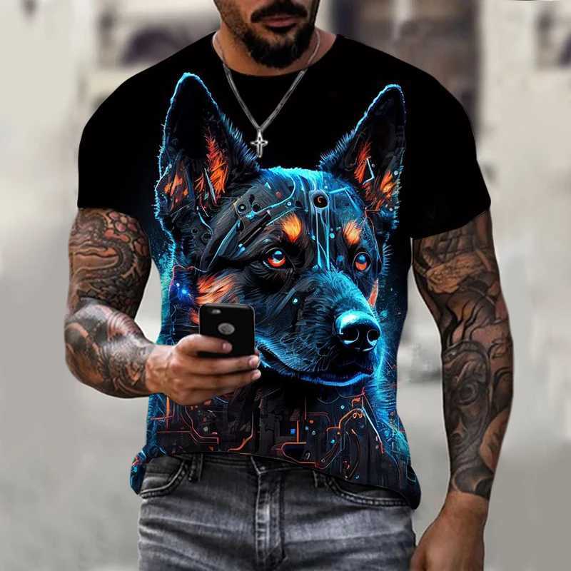 Dog Graphics T-Shirt For Men 3d Printing Tees Ferocious Animal Camisetas Pattern Short Sleeve Tops Summer Casual Mens ClothingXJ250117