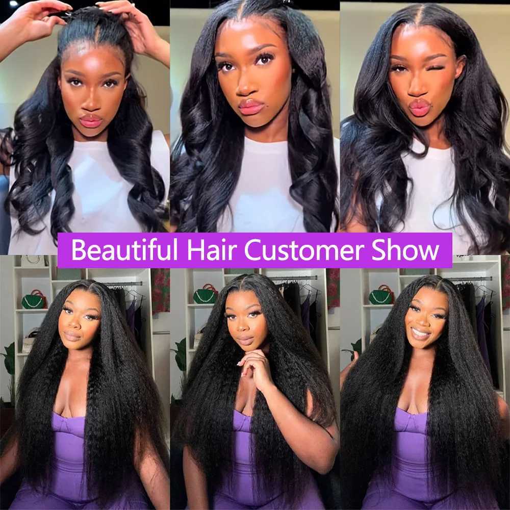 Kinky Straight Hair Bundles with Clos Yaki Human Hair Bundles with Clo 12-32inch Brazilian Raw Hair Bundles with CloXJ250120