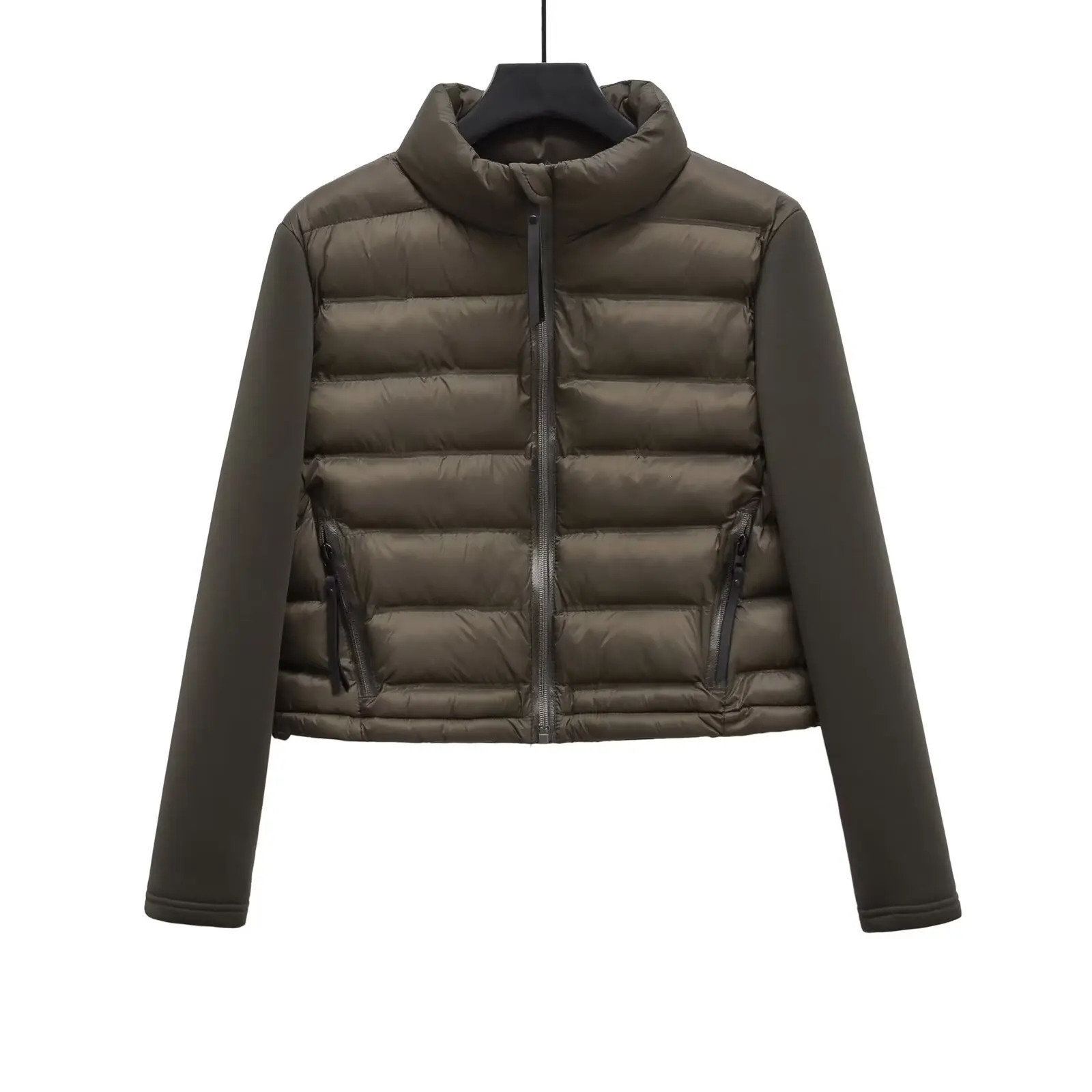 2024 autumn womens clothing fashion temperament casual French niche stand up collar slim fit spliced cotton jacket 250113Z