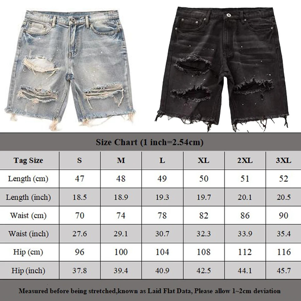 Mens Summer Distressed Shorts Fashion Slim Ripped Short Jeans Vintage Streetwear 250109