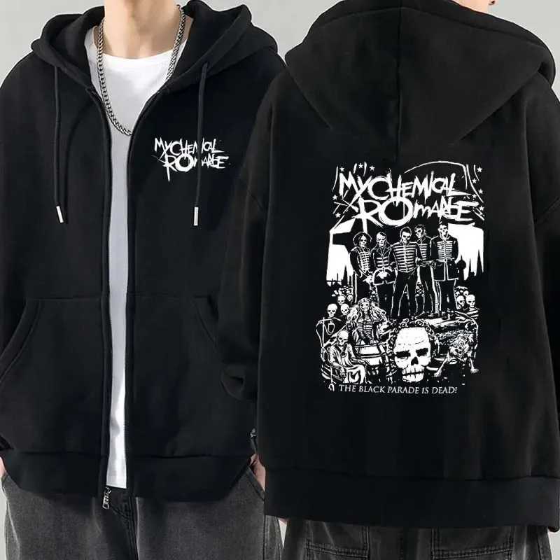 Men Fashion Hoodies Jacket Coats My Chemical Romance Mcr Dead Zipper Hoodie Top Loose Black Parade Punk Emo Zip Up SweatshirtXJ2500118