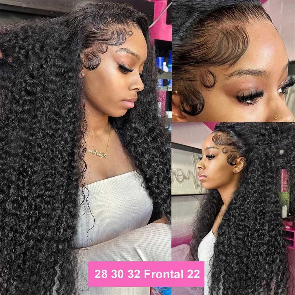 Deep Water Wave Bundles With Clo Frontal 100% Unprocessed Raw Human Hair Full And Thick 3 Bundles With 13x4 HD Lace FrontalXJ250120