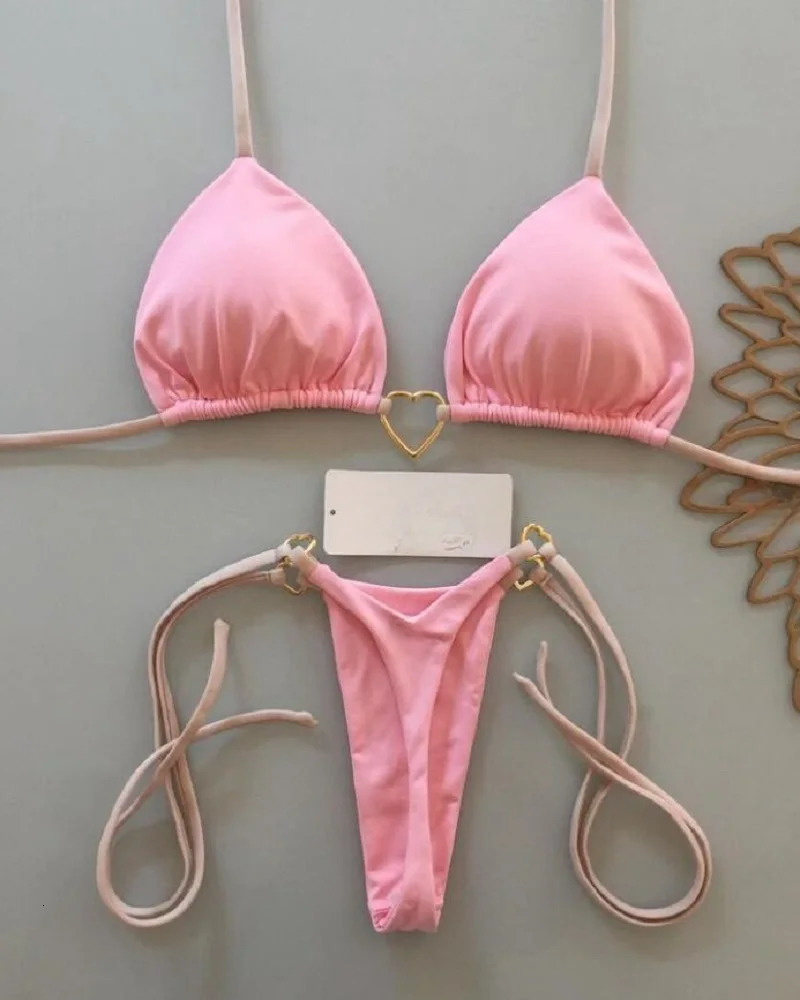 RUOTONSEPT Sexy Halter Solid color Bikini Set Womens Swimsuit Twopiece Triangle Thong Swimwear Bathing Suit Brazilian Biquinis 250120