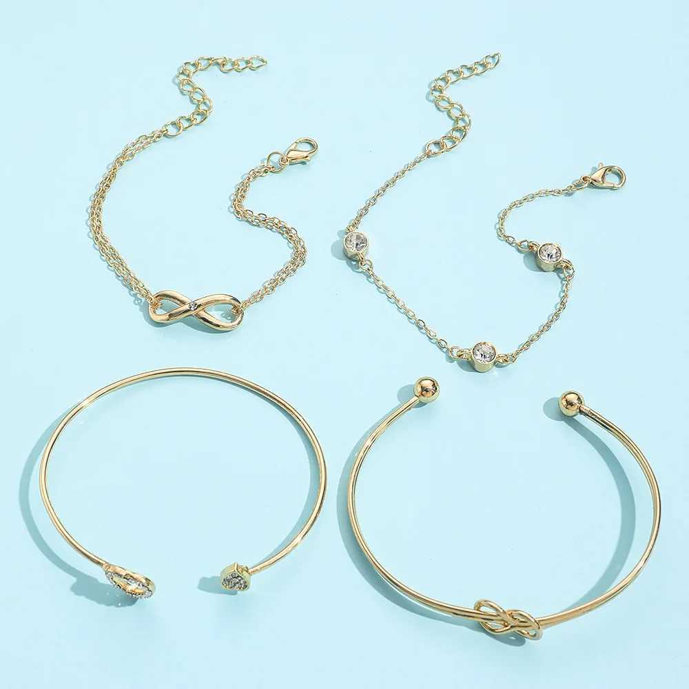 4-piece/set Retro Gold Cuff Zircon Bracelet Set Star Bracelet Fashion Elegant Bracelet Jewelry Gift X250129