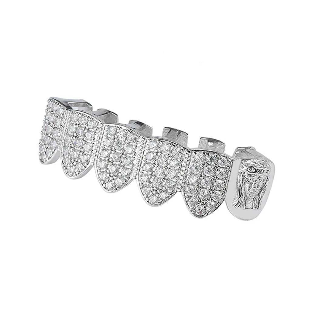 Full CZ Stones Teeth Grillz Caps Cubic Zircon Iced Out Micro Pave Top Bottom Charm Grills For Men Women Rapper JewelryXJ250114
