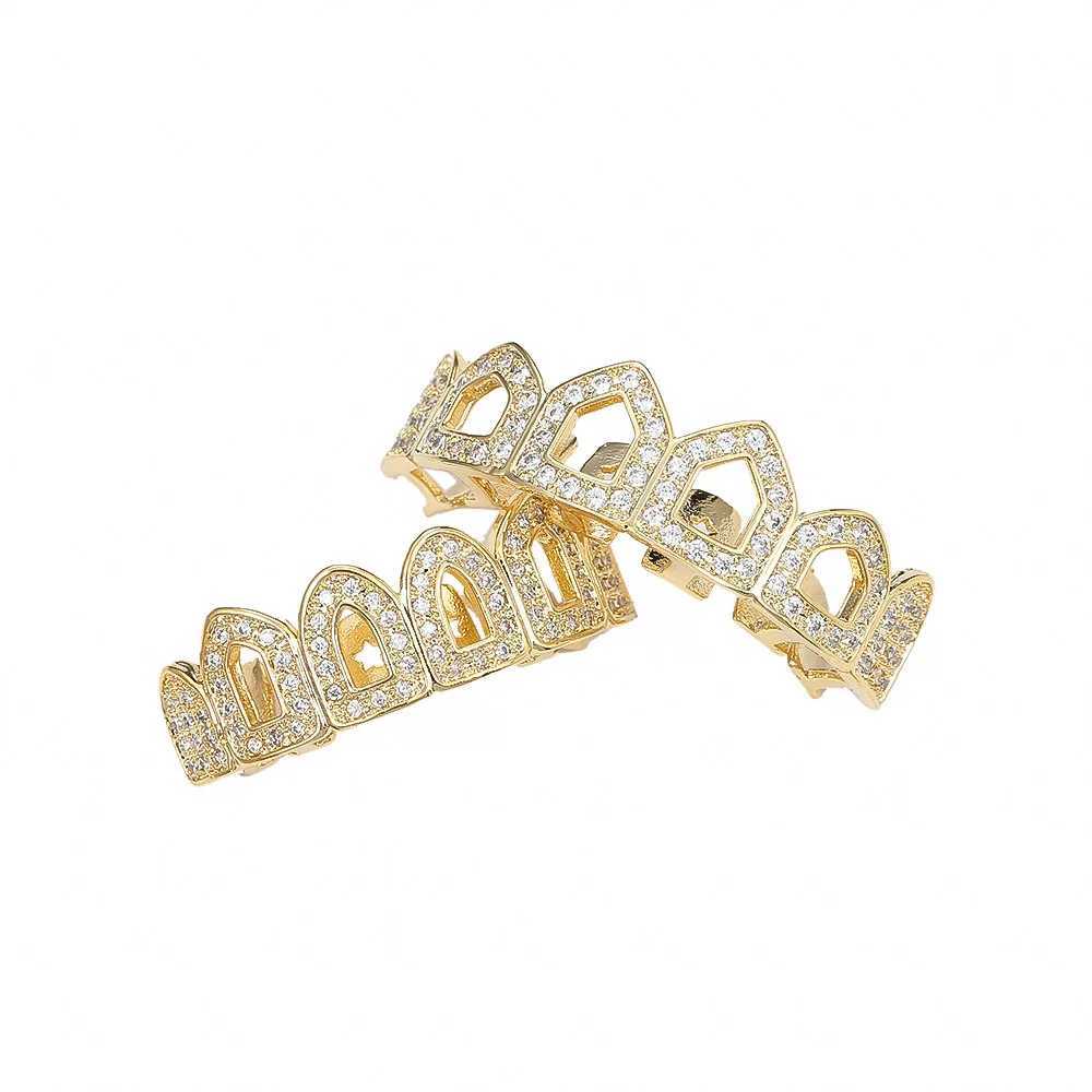 Full CZ Stones Star Teeth Grillz Caps Cubic Zircon Iced Out Micro Pave Top Bottom Charm Grills Set For Men Women Hip Hop JewelryXJ250114