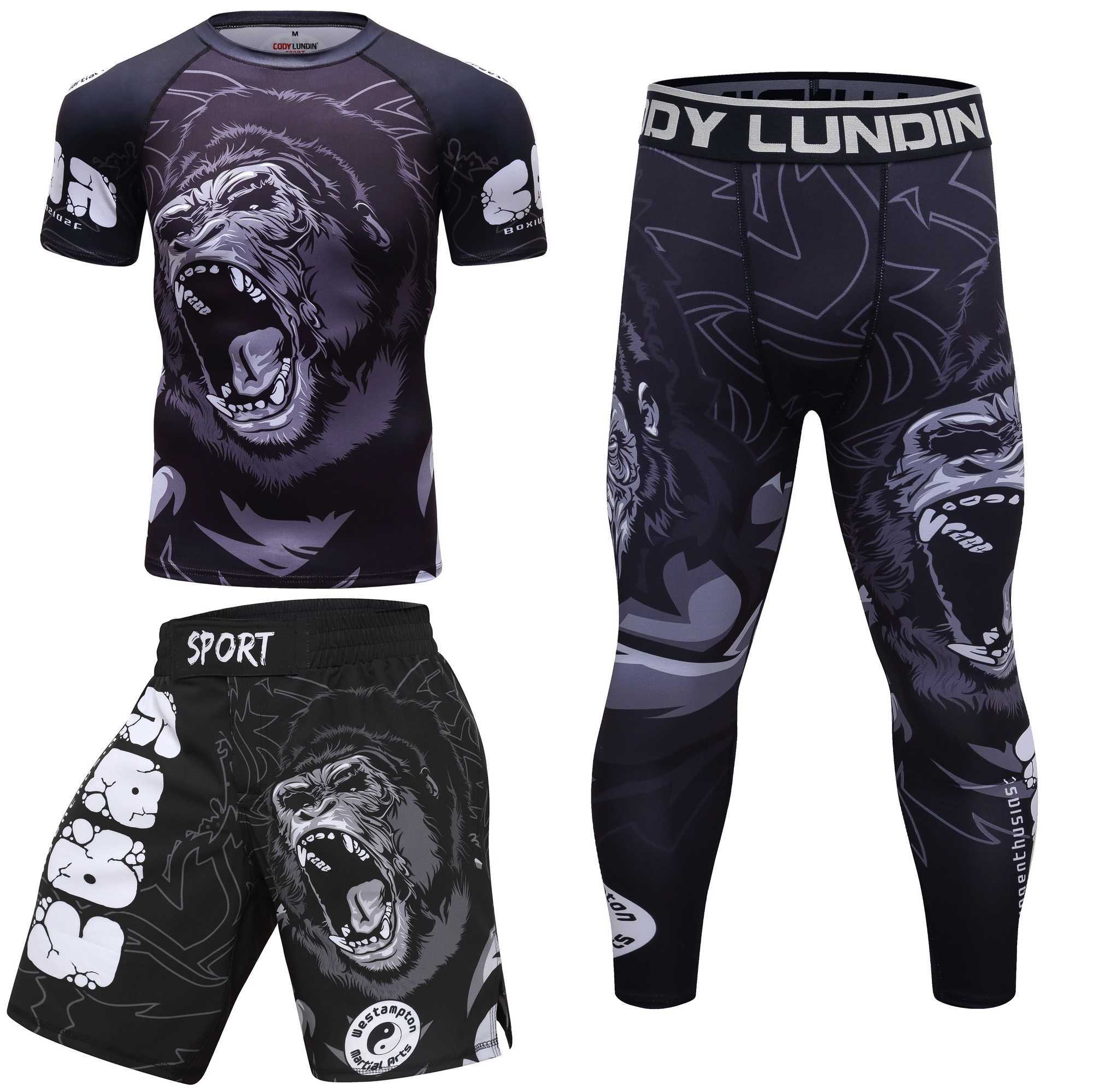 Cody Men Sportswear With Print Gorilla Men MMA Jiu jitsu No Gi Rashguard Bjj Fighting wear Athletic Tracksuit Boxing X250129