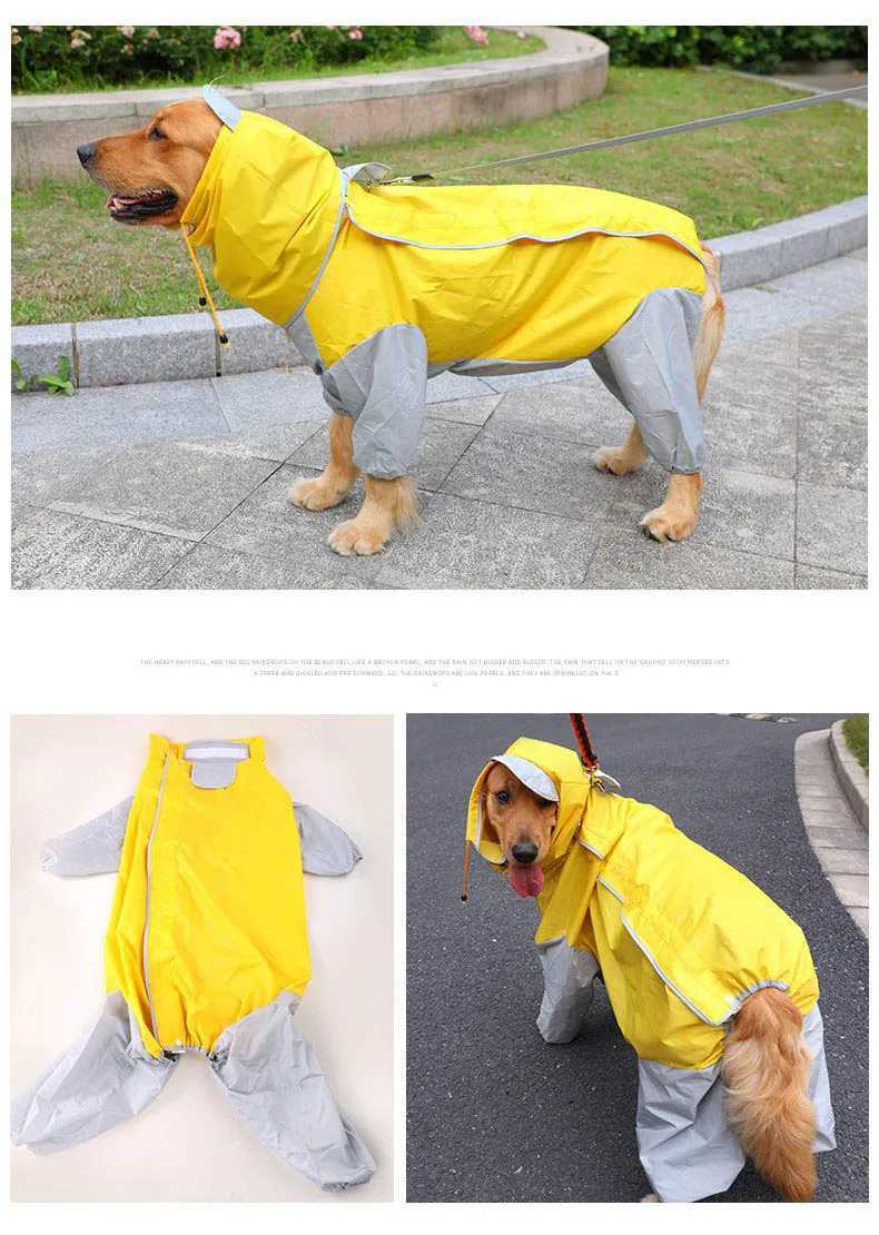 2024 Waterproof Large Dog Raincoat Clothes Outdoor Rain Coat Jacket Coat Blue Red Reflective strip Snow Dog Rain ClothesXJ250121