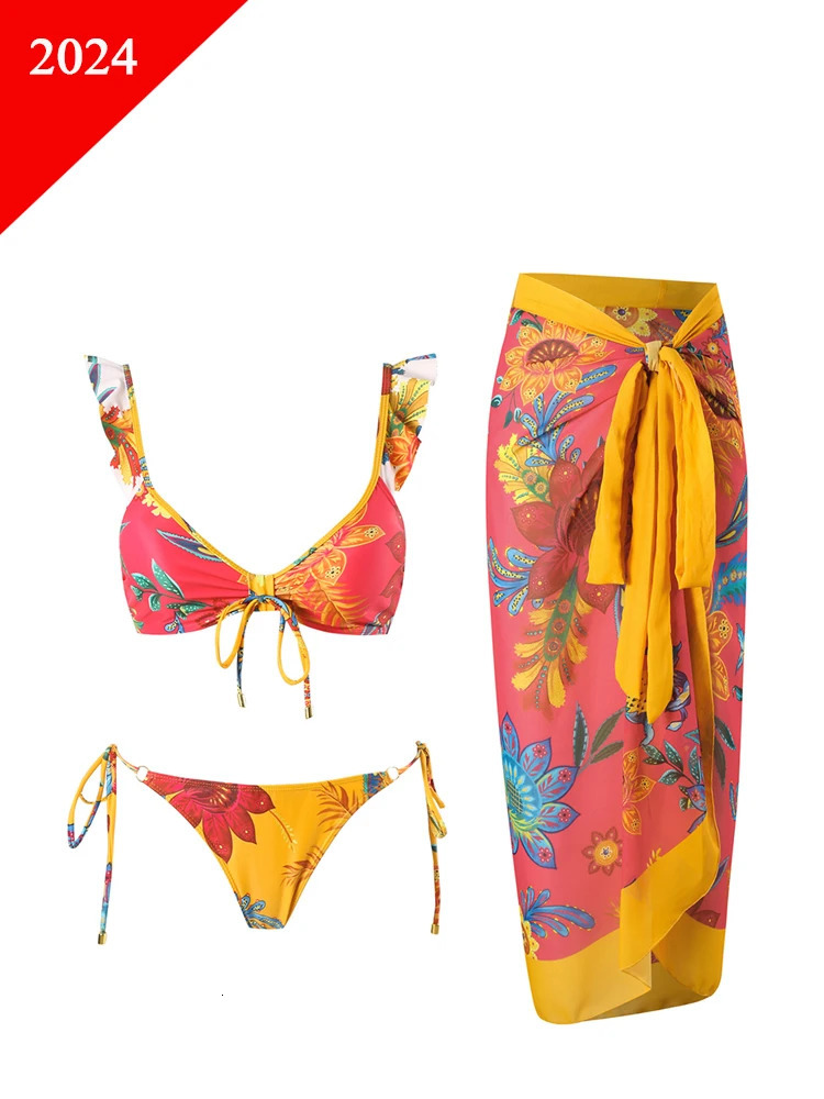 Fashion Printed swimsuit trend High Waist bikinis sets Womens Swimsuit One Piece Backless Sexy Beach Swimwear for Holidays 250122