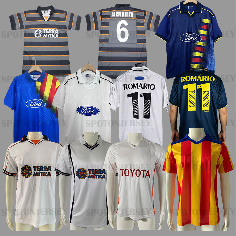 Camiseta de Futbol valencia fc retro 2000 2001 06 07 1999 2000 AIMAR MENDIETA ANGULO VICENTE camisetas futbol valencia Retro classic ROMARIO CAREW
