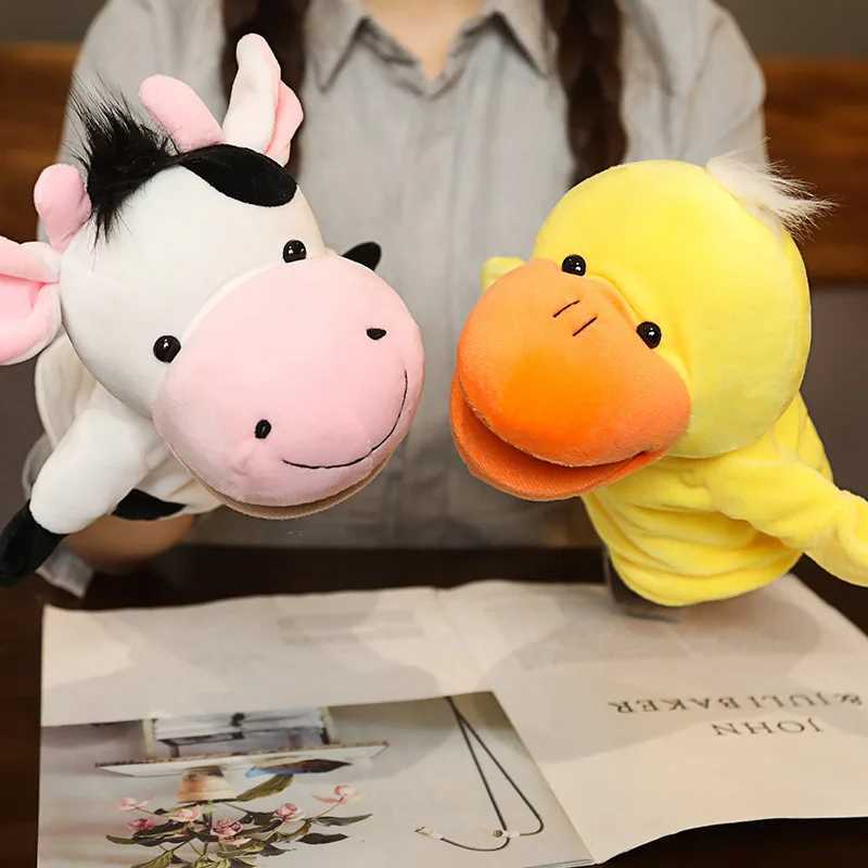Free shipping Stuffed Plush Animals Hand Finger Story Puppet Kawaii Dolls Educational Baby Toys Lion Elephant Bunny Children GIft