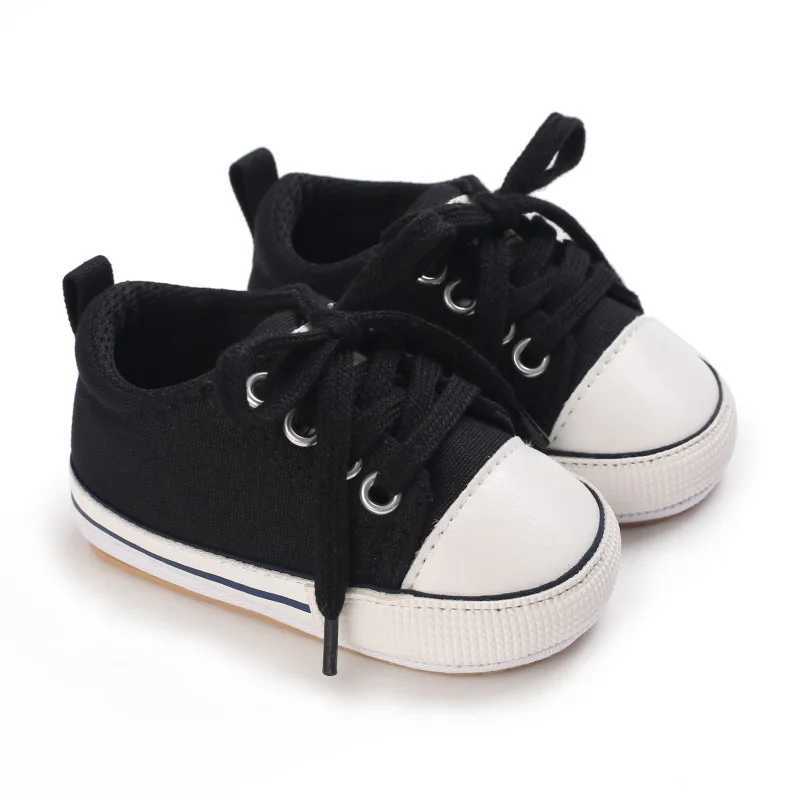 2023 New Baby Casual Shoes 4-color Lace-up Canvas Shoes for Boy Girl Rubber Sole Wear-resistant Non-slip Newborn Infant Sneakers X250129