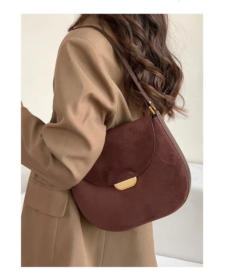 2025Autumn Elegant Stylish Saddle Flap Green Suede Cow Leather Women Crossbody Shoulder Bag Special Pouch