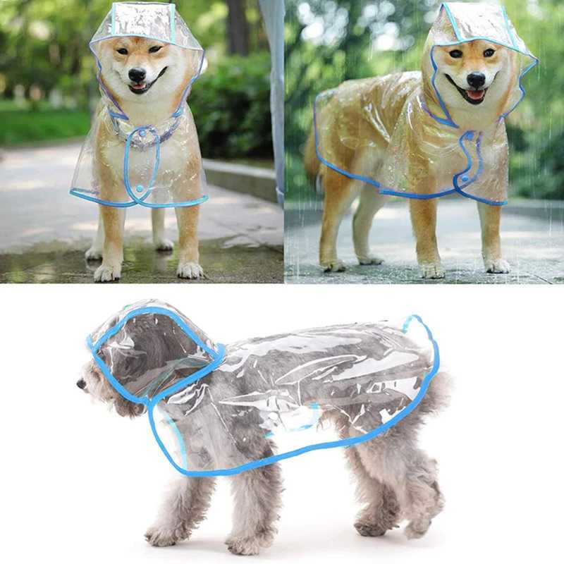 1PC Waterproof Dog Coat Rain Jacket Pet Clothes Puppy Raincoat Transparent Hoody Clothing for DogsXJ250121