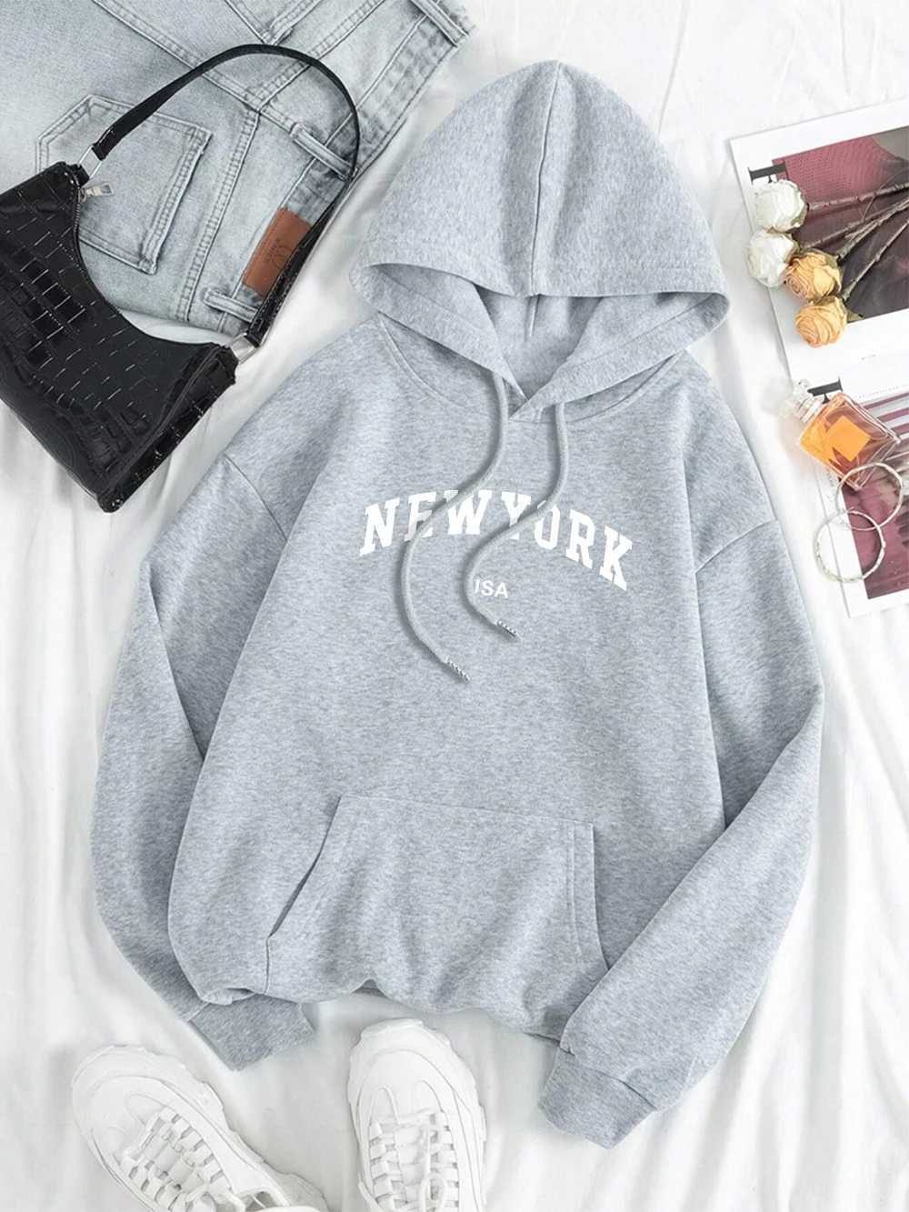 New York Usa City Letter Graphic Sweatshirt Men Women Loose Fleece Hoodie Pullover Hoodies Crewneck Pocket Clothes Couple NewXJ2500118