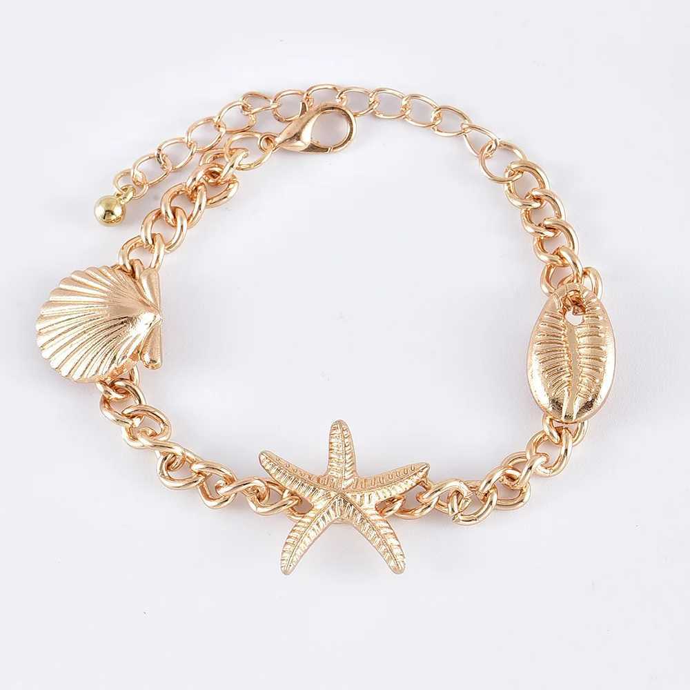 5pcs/lot Bohen Mixed Golden Shell Starfish Bracelet Wen Summer Beach Casual Jewelry Accessories Friendship Gift X250129